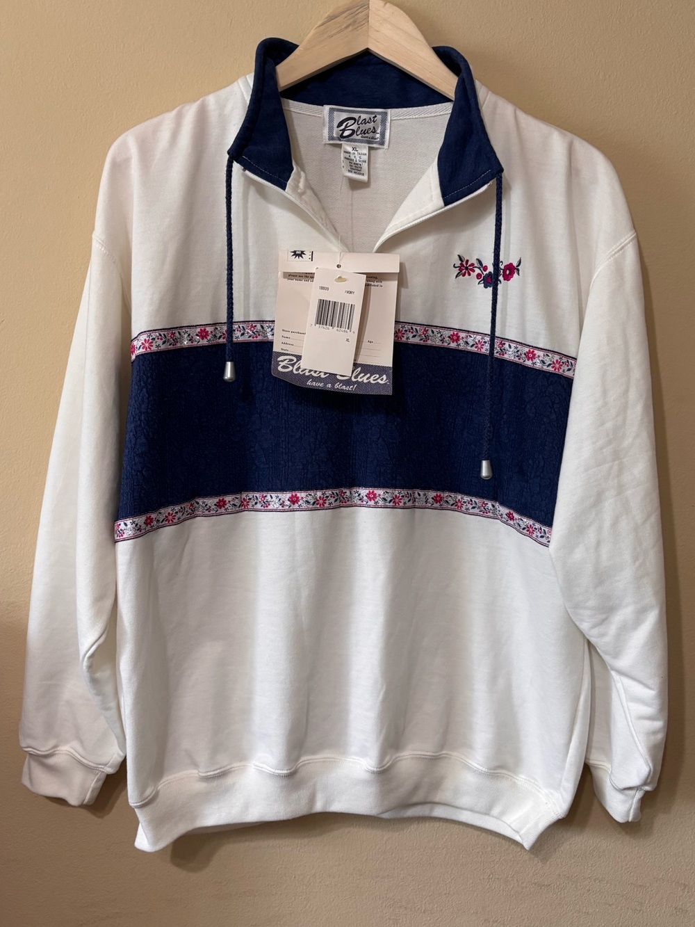 Rare Vintage NWT Blast Blues Quarter-Zip Pullover Size Large